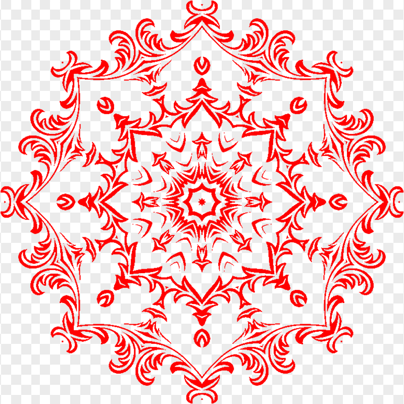 Red Floral Design Motif PNG