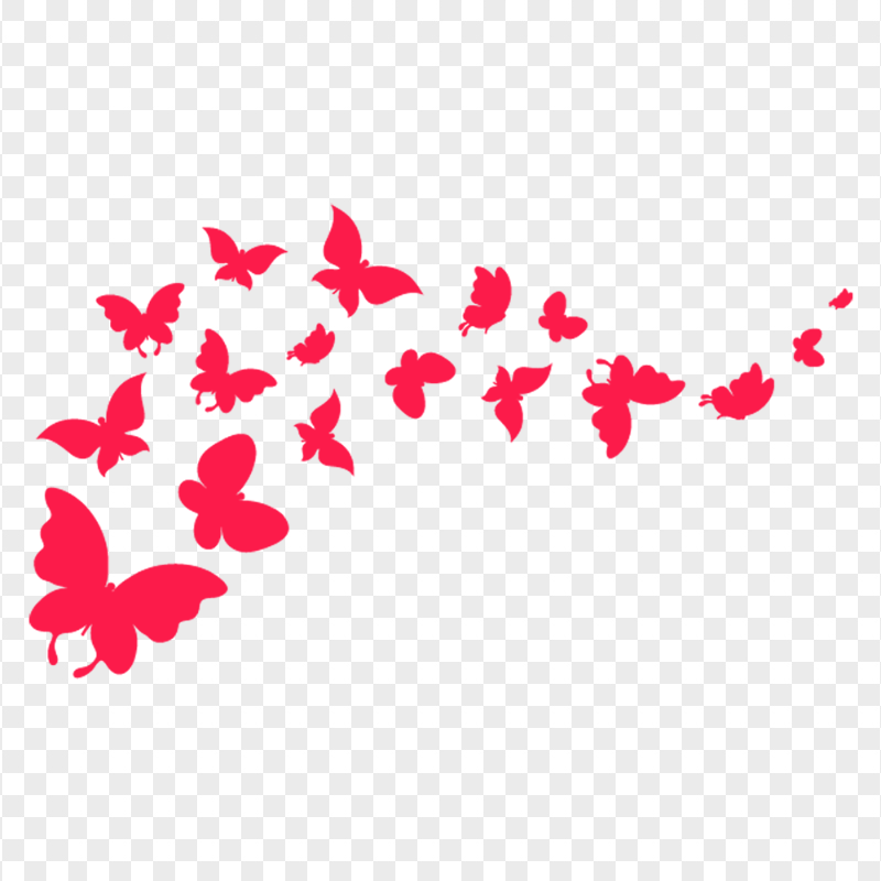 Red Flying Butterflies Silhouette PNG Image
