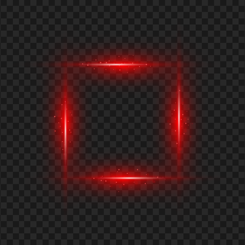 Red Glowing Light Effect Square Frame PNG Image