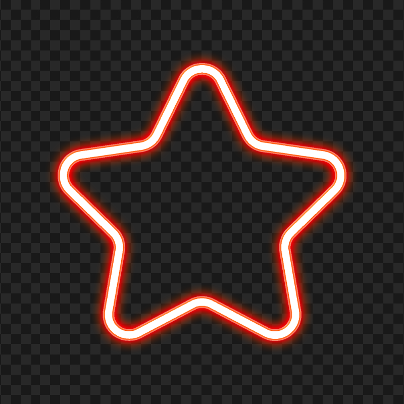 Red Glowing Neon Star PNG