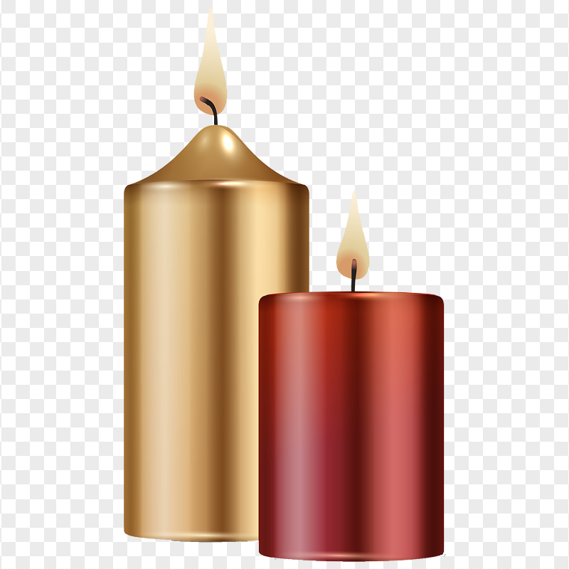 Red & Gold Christmas Two Candles PNG