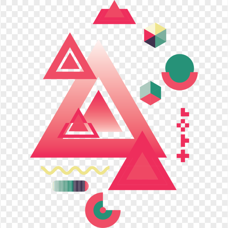 Red & Green Geometry Shapes Abstract PNG Image