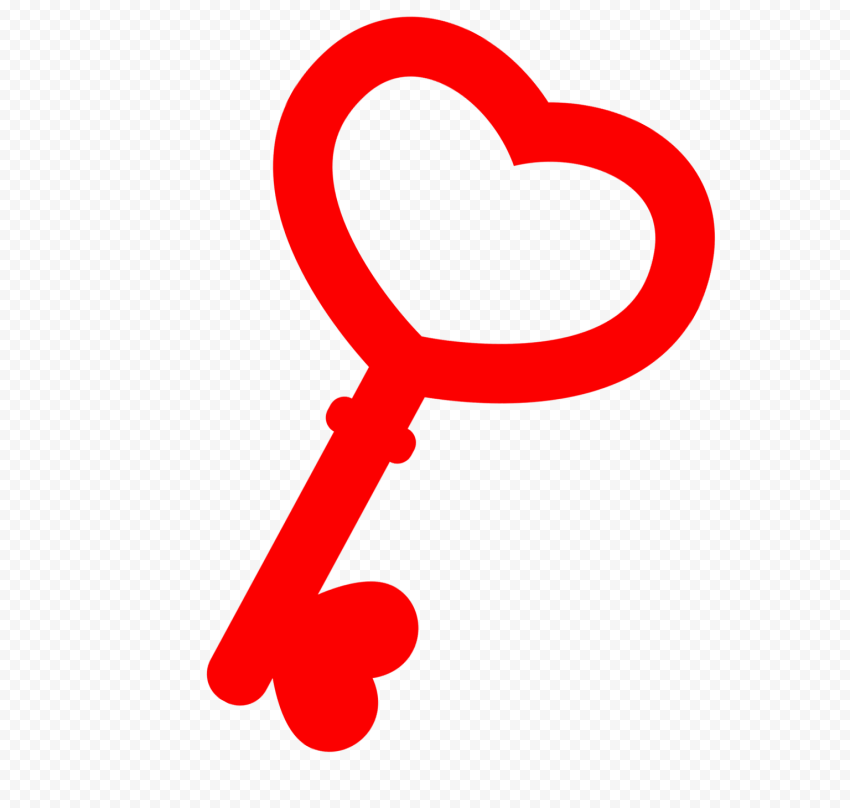 Red Heart Key Sign Icon Transparent Background
