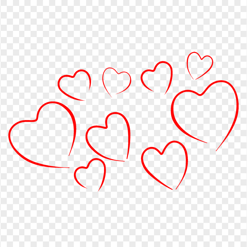 Red Hearts Shapes Pattern PNG