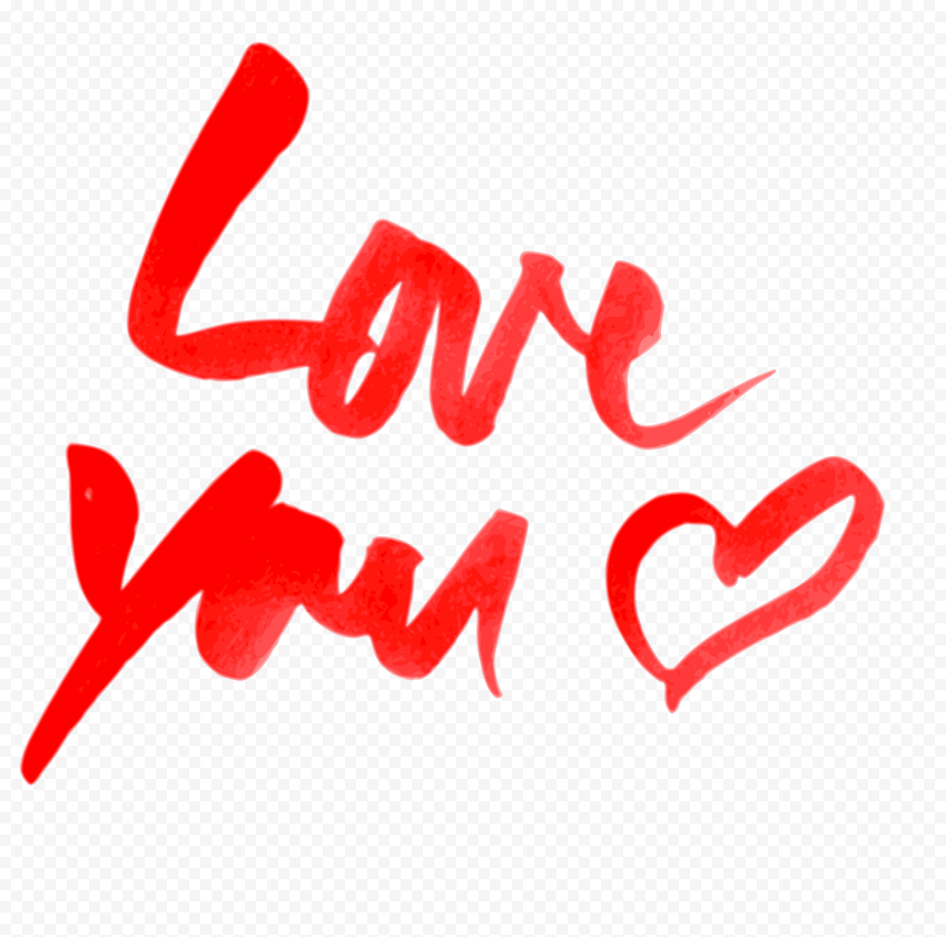 Red Love You Word Watercolor PNG