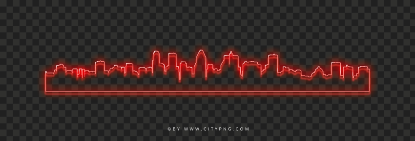 Red Neon City Silhouette HD Transparent PNG