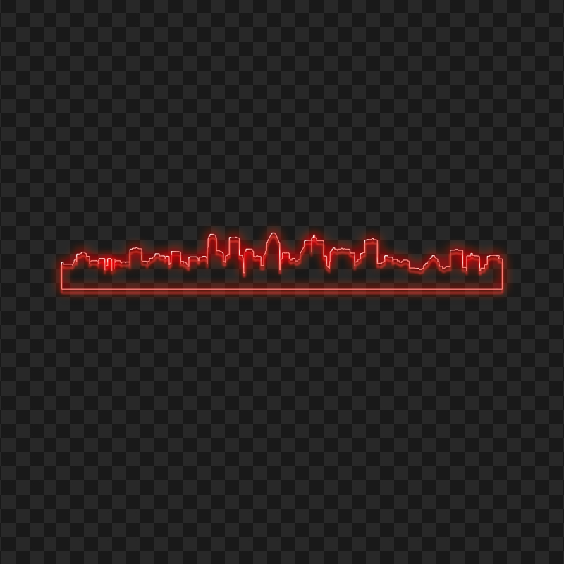 Red Neon City Silhouette HD Transparent PNG