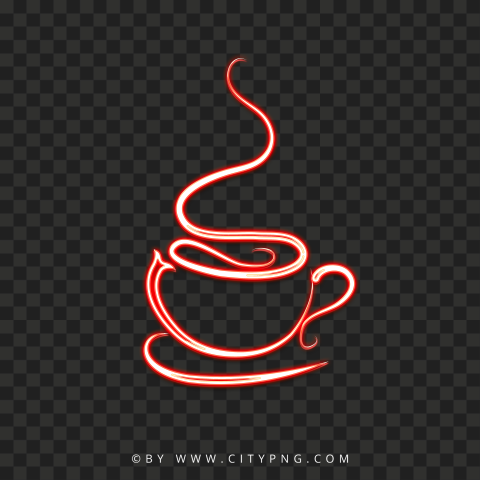 Red Neon Coffee Mug Cup HD PNG