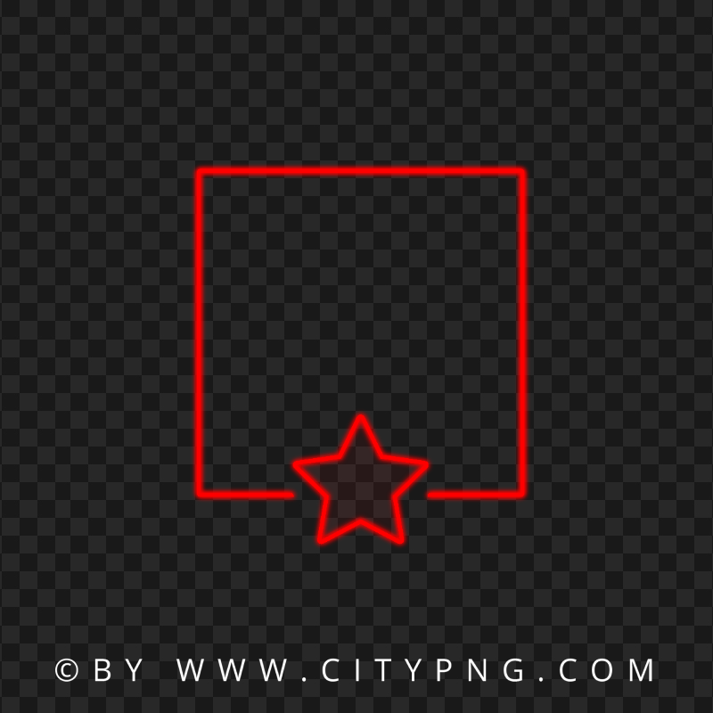 Red Neon Frame With Star Transparent Background