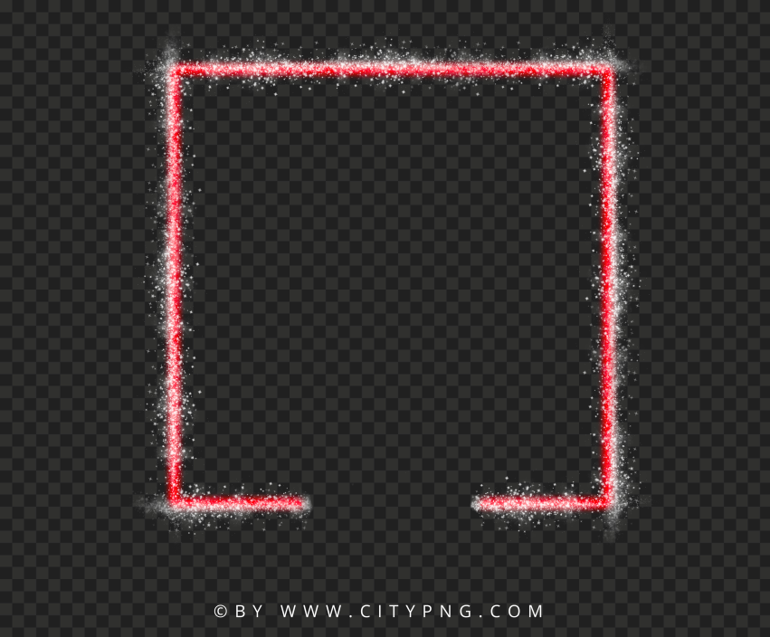 Red Neon Square Frame With Sparkle Border HD PNG