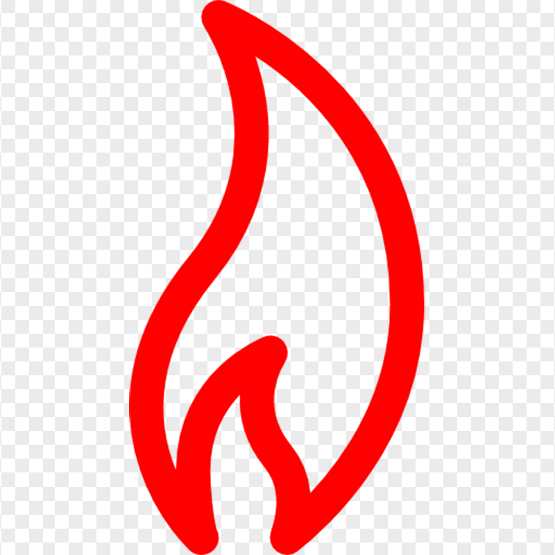 Red Outline Flame Fire Icon PNG