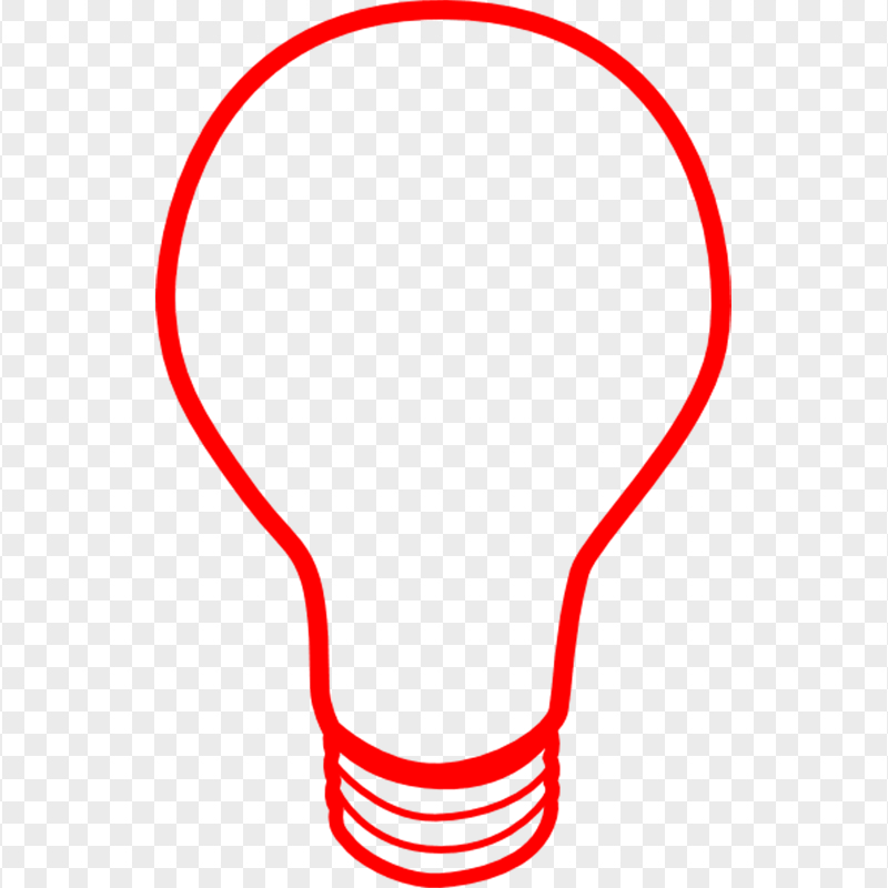 Red Outline Light Bulb Icon PNG