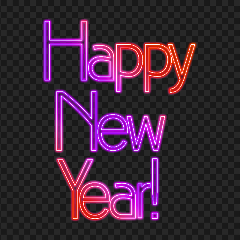 Red & Purple Neon Happy New Year Text HD PNG