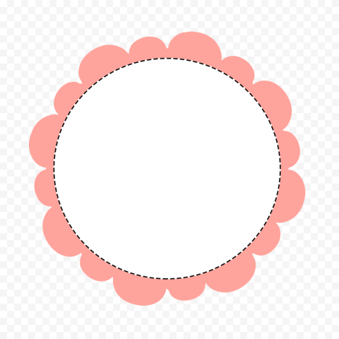 Red & White Wavy Floral Circle Border Download PNG