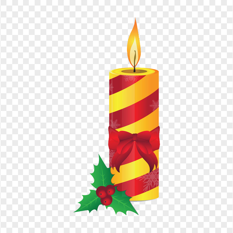 Red & Yellow Illustration Christmas Candle HD PNG