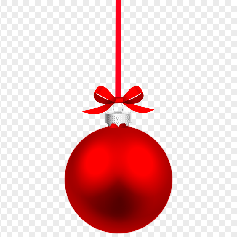 Ribbon Hanging Red Christmas Ball Bauble HD PNG
