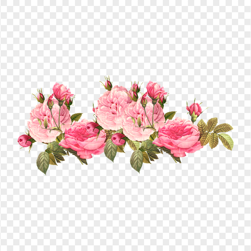 Romantic Pink Flower Canvas Effect Border