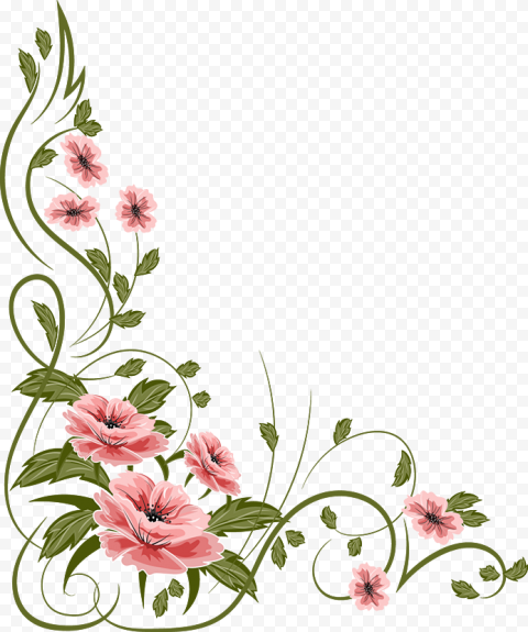 Romantic Pink Flower Corner Illustration