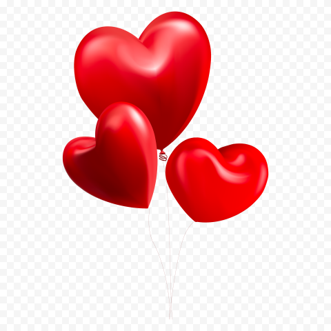 Romantic Red Flying Heart Balloons PNG