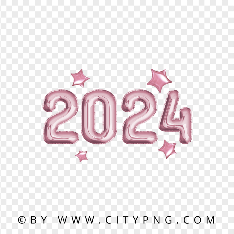 Rose Gold 2024 With Stars Balloons Styles Image PNG