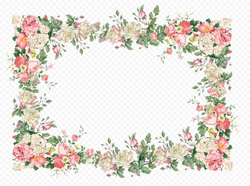 Roses Floral Horizontal Frame Image PNG Citypng