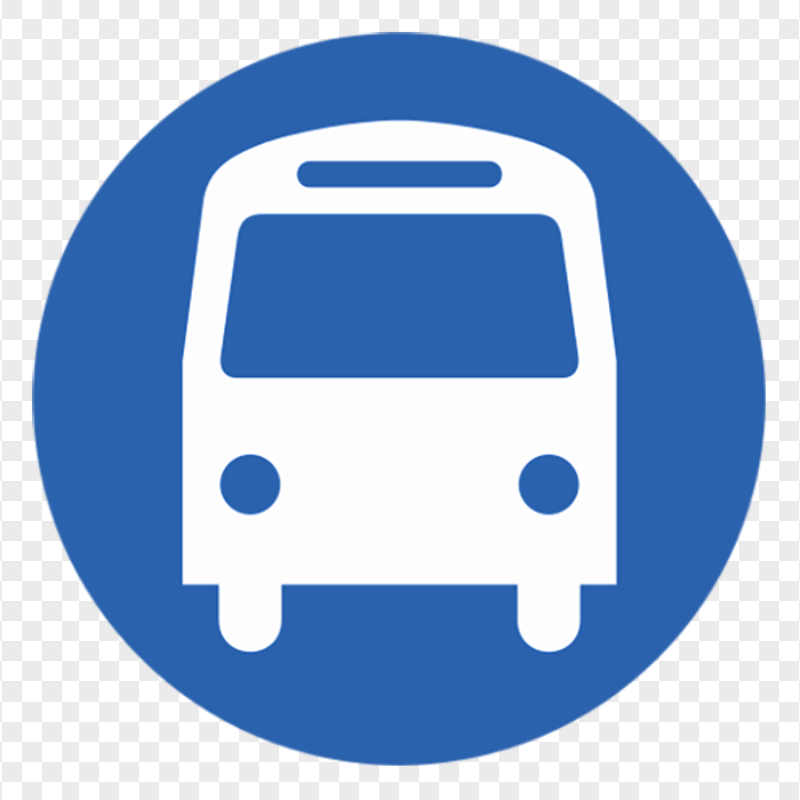 Round Blue Autobus Autocar Bus Station Icon