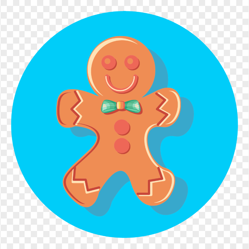Round Flat Gingerbread Man Icon HD PNG
