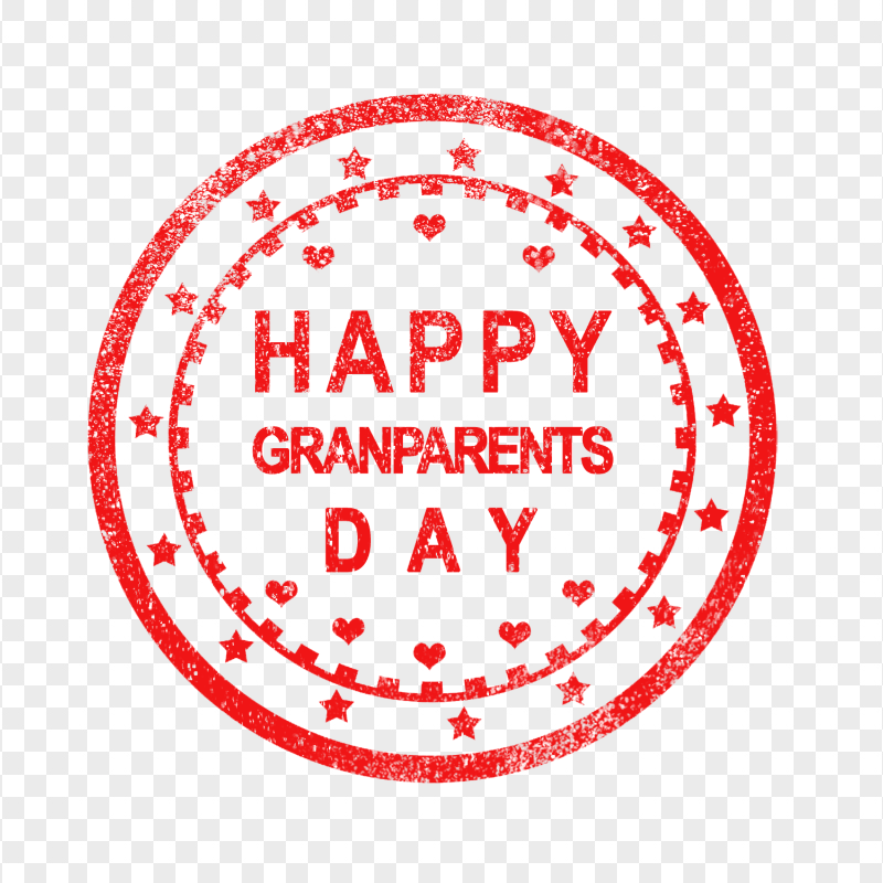 Round Happy Grandparents Day Red Stamp