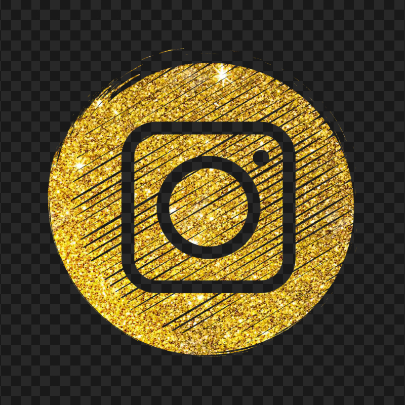 Round Instagram Gold Glitter Scribble Pencil Style Icon