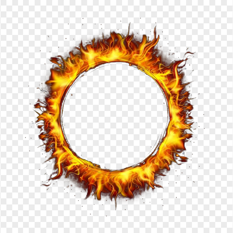 Round Outline Frame Border Fire Flame
