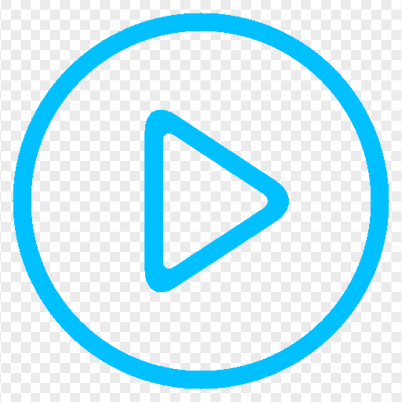 Round Play Video Player Blue Icon FREE PNG