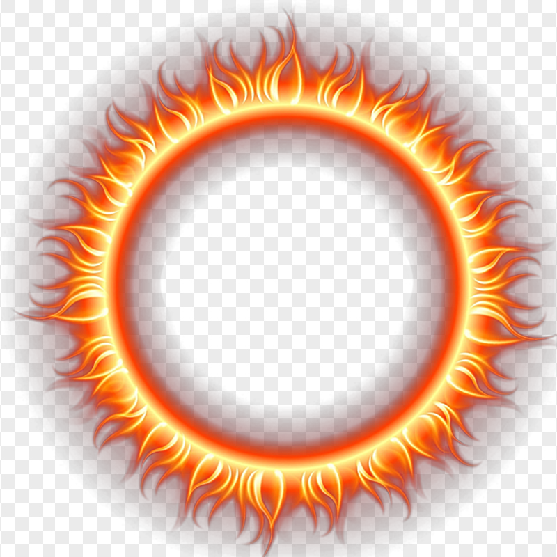 Round Shape Frame Border Fire Flames Illustration
