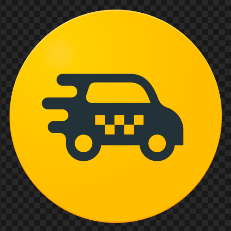 Round Taxi Cab Yellow Icon PNG