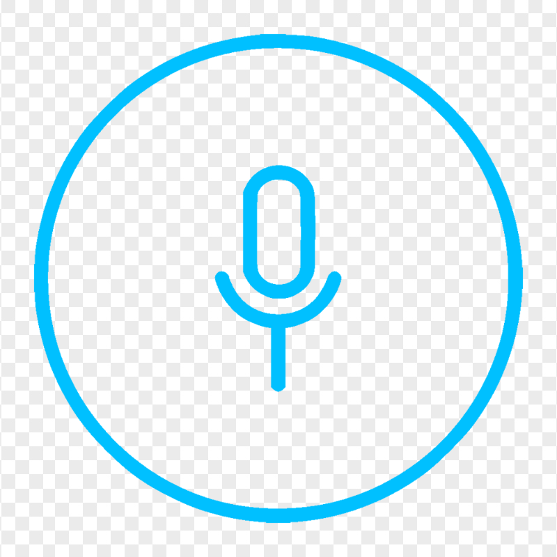 Round Voice Recorder Mic Line Blue Icon Transparent Background