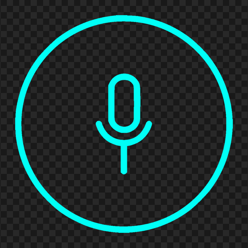 Round Voice Recorder Mic Line Light Blue Icon HD PNG