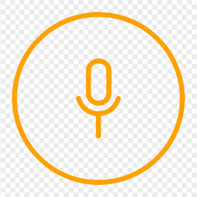 Round Voice Recorder Mic Line Orange Icon PNG Image