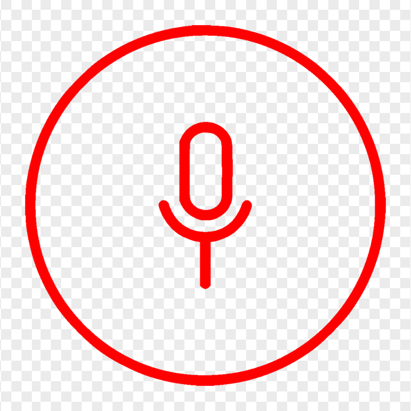 Round Voice Recorder Mic Line Red Icon FREE PNG