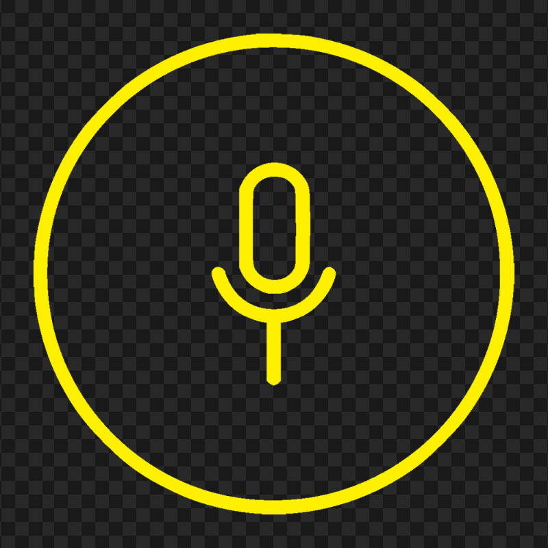 Round Voice Recorder Mic Line Yellow Icon Transparent PNG