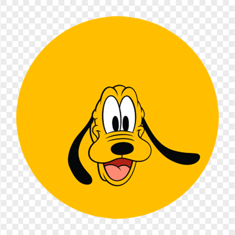 Round Yellow Pluto Mickey Mouse Face Logo PNG