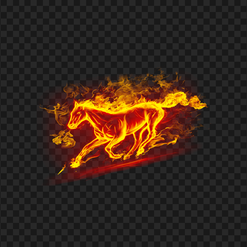 Running Fire Horse Transparent Background