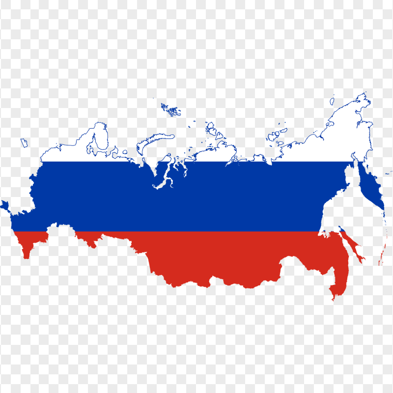 Russia Flag On Map Shape