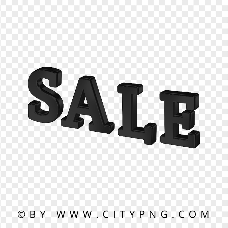 Sale Black 3D Text Logo Transparent Background