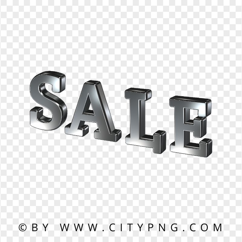 Sale Word 3D Silver Text Logo HD PNG