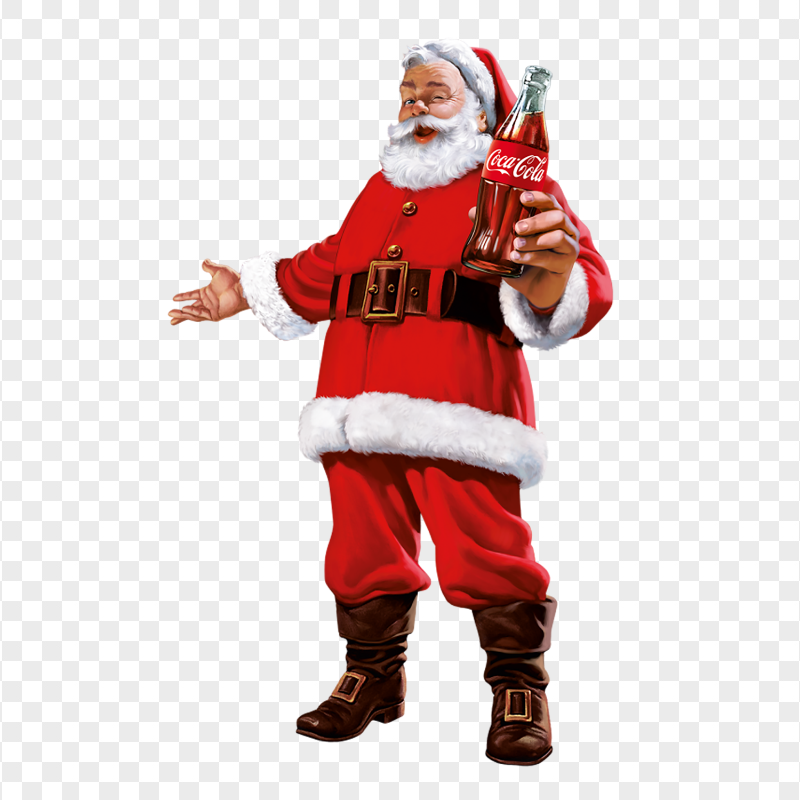 Santa Claus Holding Coca Cola Bottle PNG