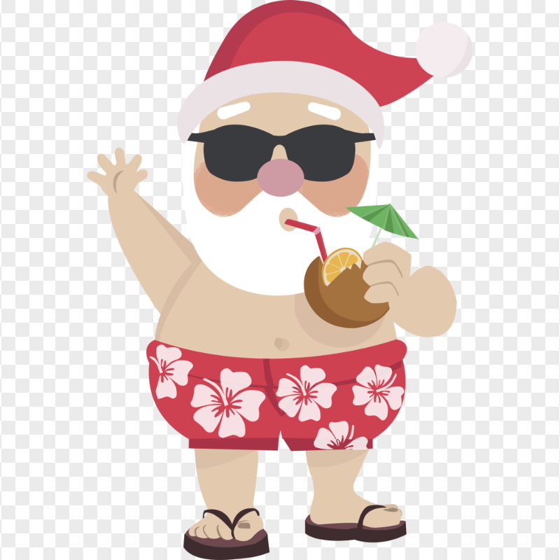 Santa Claus Summer Theme Vector Illustration HD PNG