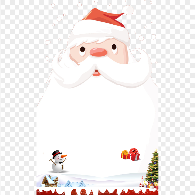 Santa White Beard Snowy Scene Illustration