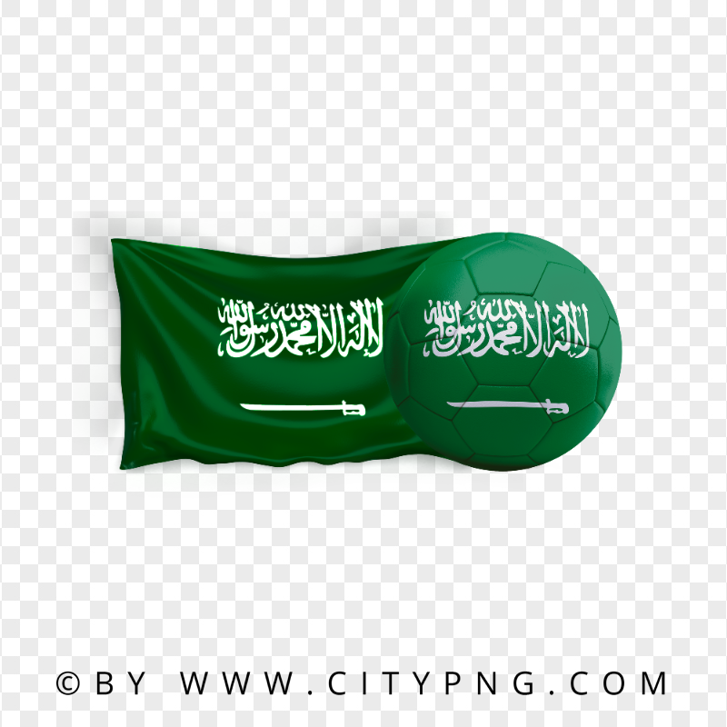 Saudi Arabia Flag With Soccer Football Ball PNG