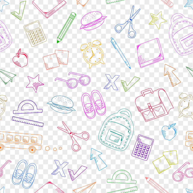 School Doodles Pattern Image PNG