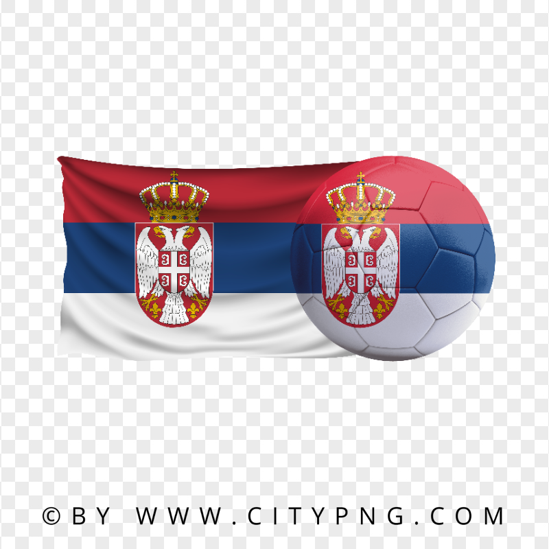 Serbia Flag With Soccer Football Ball PNG