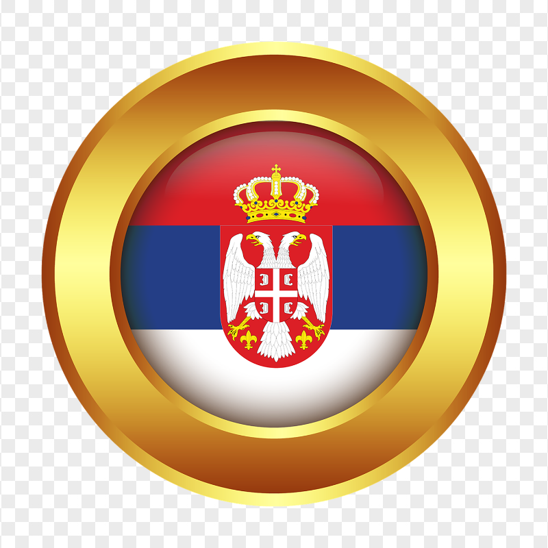 Serbia Round Gold Framed Flag Icon